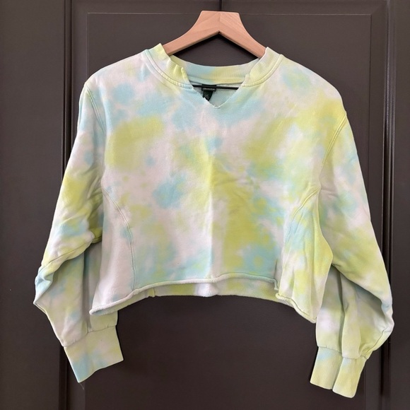 Wild Fable Pastel Tie Dye Cropped Long Sleeve 100% Cotton Pullover Size Small - Picture 3 of 7